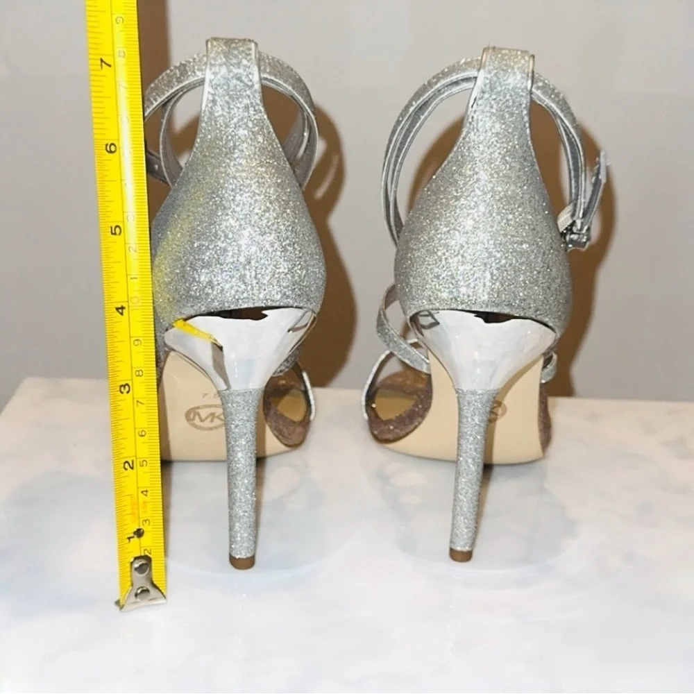 MICHAEL KORS Astrid 2-Tone Glitter Embellished Ankle Wrap Evening Sandal 37.5